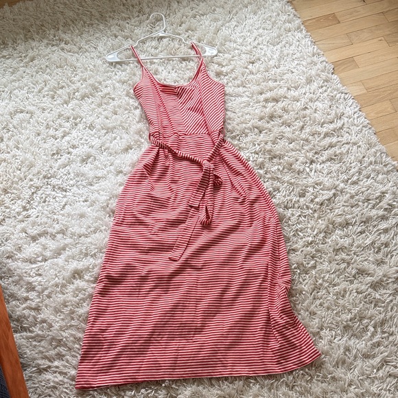 Mademoiselle Dresses & Skirts - Striped Red & White Sleeveless Dress with Waist Tie